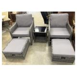 Gray 5-piece PE rattan wicker patio conversation