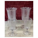 4 pc.  Pressed Glass  footed celery vases and