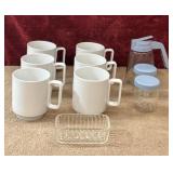 10 pc. Dash of That coffee mugs ,glass syrup and