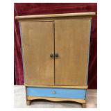 Vintage wooden doll clothes cabinet Mattel dolls