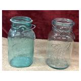 2 pc. aqua-blue Ball Ideal quart-sized glass