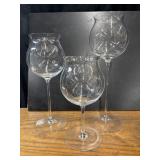 Set of three hand-blown crystal Candle holders.