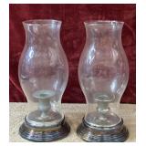 2 pc. vintage silver-plated hurricane candle