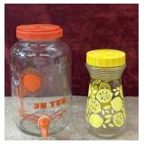 2 pc. vintage 1-gallon glass sun tea jar and