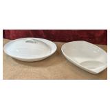 2 pc. porcelain covered oval casserole dish and