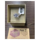 Rhodium Plated SS Luce Diamond Simulated Ring