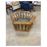 Wood Hexagonal End Table with Glass Top