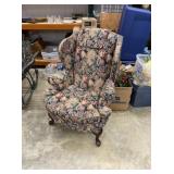 Vintage Queen Anne Upholstered Wingback Chair