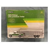 Ertl John Deere 4WD Pickup with Livestock Trailer