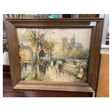 Framed 50s Notre Dame Street Print Reproduction