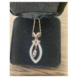 Rose Gold Over Sterling Silver Necklace Dia Sim 18