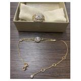 18k Yellow Gold Over S/S Bracelet with Ring