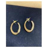 Multicolor Crystal Gold Tone J Hoop Earrings