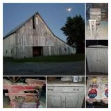 Dairy Barn, Seed Cleaner & Bag, Antique Furniture & Barrel 