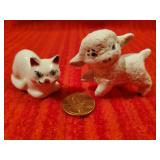 Miniature Cat, Sheep Hand Ceramic 