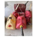 7 gas cans, various sizes
