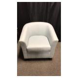 Upholstered Light Blue Barrel Chair