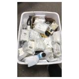 Large lot of electrical boxes light bulbs and more