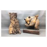 Vintage Carved Bear Sculpture & Dragon Wood