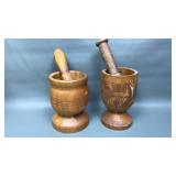 Vintage Wooden Mortar & Pestles