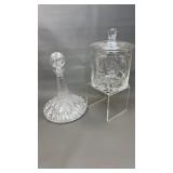 Crystal Glass Decanter & Biscuit Jar