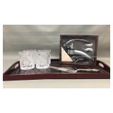 Japanese Tray Bauarian crystal glasses & more