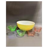 Vintage Uranium Glass Cups, Pyrex & More