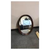 Vintage Oval Wood Framed Mirror