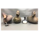 Carved wood duck decoy & more