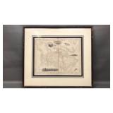 Framed British America Map 1851 Wallis & Warren