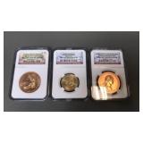 Graded Bronze Liberty, Washington & $1 Jefferson