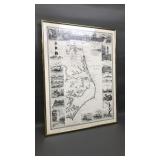 Vintage The Outer Banks Framed Map