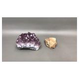 Amethyst Mineral Specimen & Petrified Wood