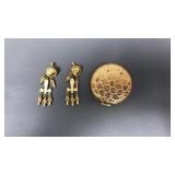 Vtg Elizabeth Arden Compact & Gold Clip-ons