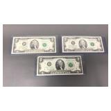 Vtg $2 Bills Us Currency