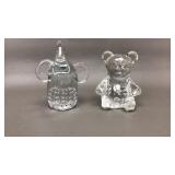Bubble Glass Elephant & Teddy Bear Figurines
