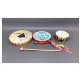 Vtg Irish Drum, Toy Tambourine & More