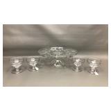 Vtg Glass Cake Stand & Heisy Saturn Sherbert