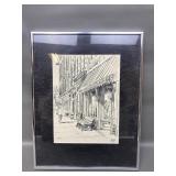 Framed & Signed 1984 Antique Store Sketch