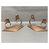 Mid Century Modern Copper Double Candlestick Holde