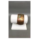 Vtg Mexico Copper & Abalone Cuff Shell Bracelet