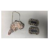 Victorian Shoe Clips & Atq Beaded Change Purse