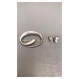 Signed Sterling Silver Vtg Brooches