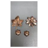 Copper By Bell Flower Brooch & Costume Jewelry