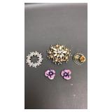 Vtg Rhinestone MCM Flower Brooch & More