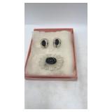 Antique Lucite cameo mourning brooch and earrings