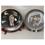 Vtg Mcm Dayagi Enameled Brass Decorative Plates