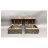 Vtg Brutalist Hammered Metal Bookends