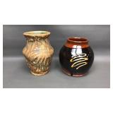 Vtg Terracotta Water Jug & Weller Vase
