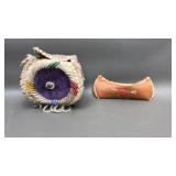 Handmade American Indian Box & Mini Birch canoe